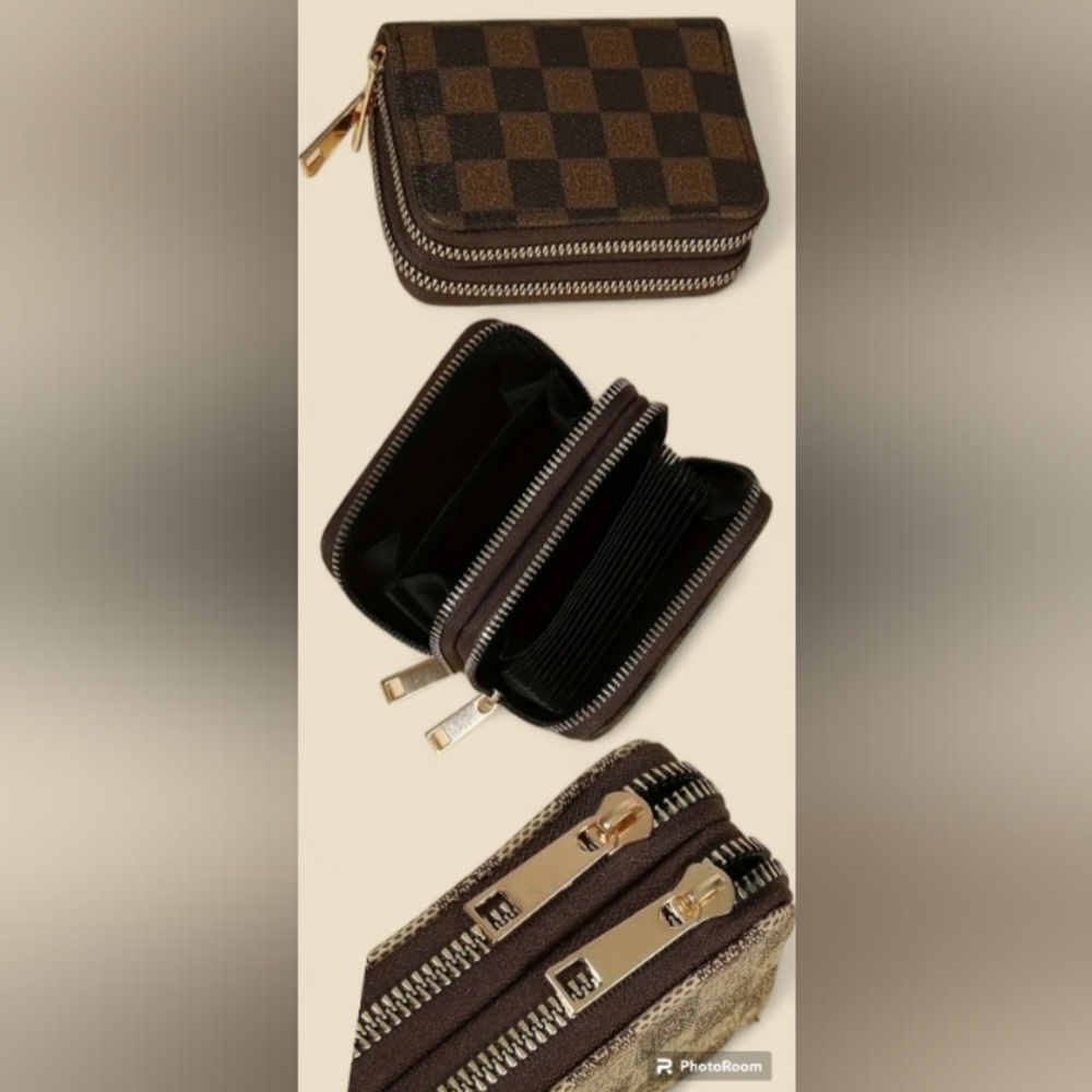 Brown Monogram Checkerboard Wallet Zip Zippy Around Double Zip Walet Brown/Black - Picture 1 of 16